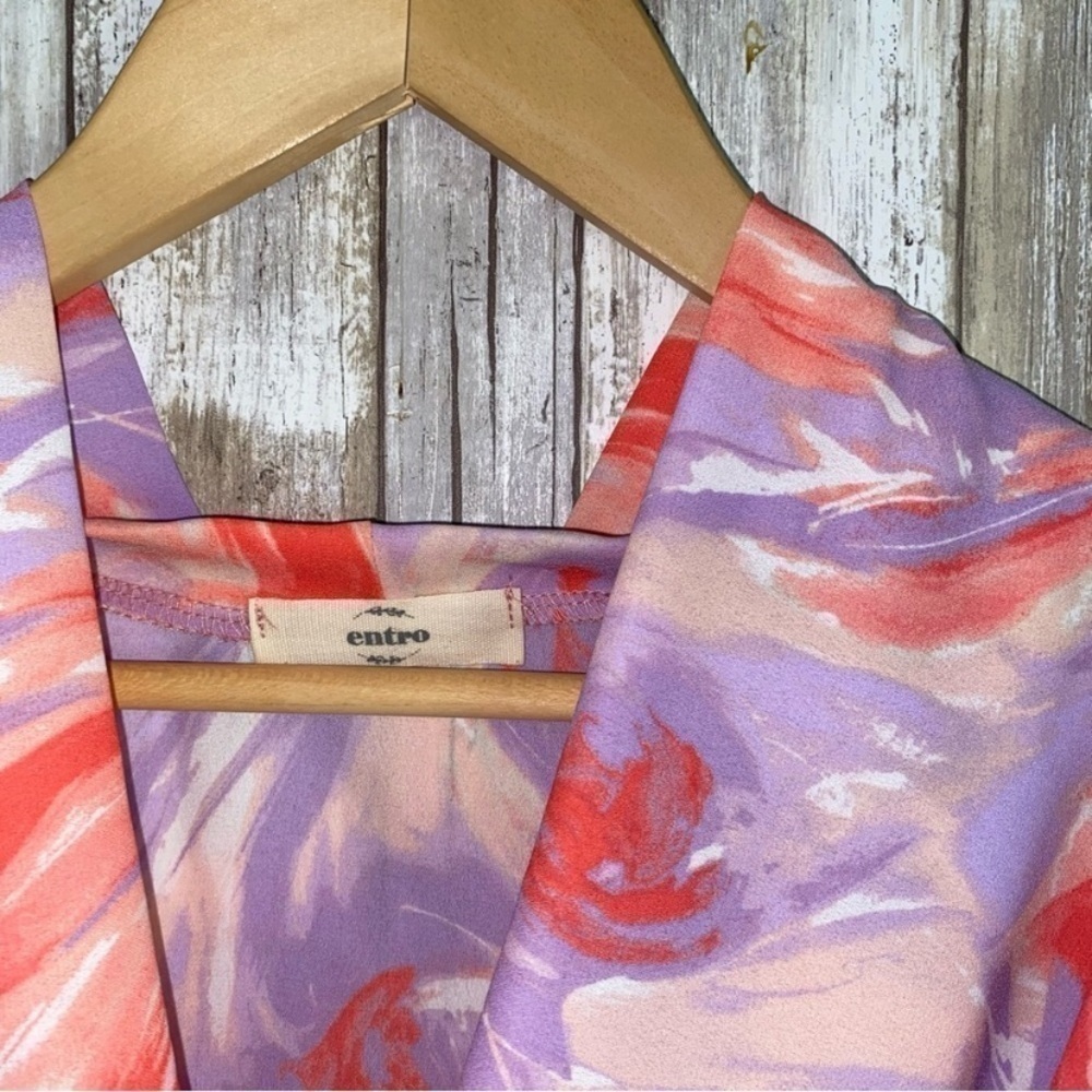 Entro Wonderwall Pink, Purple, & Peach Drop Neck Sleeveless Blouse - Picture 4 of 5